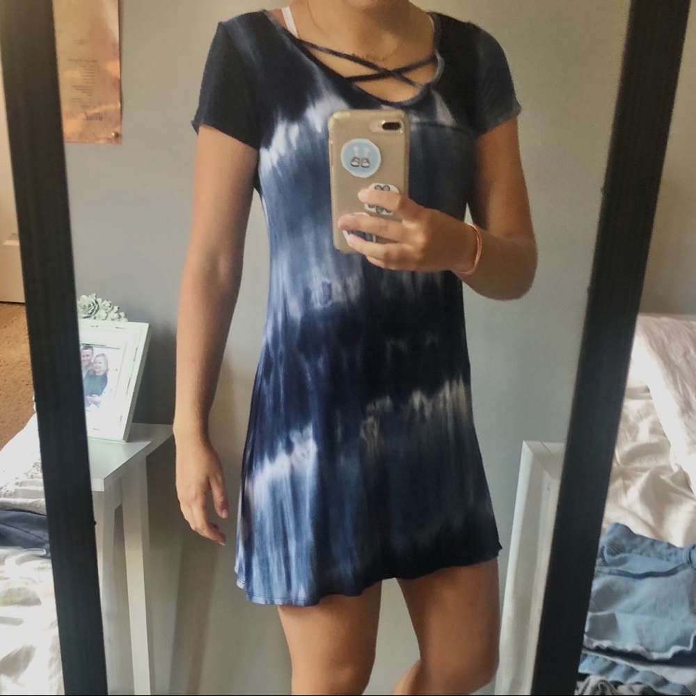 Blue tie die dress